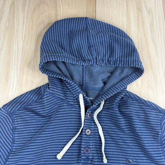 Vineyard Vines Mens Blue Long Sleeve Striped Performance Pullover Hoodie Size M - Picture 3 of 10